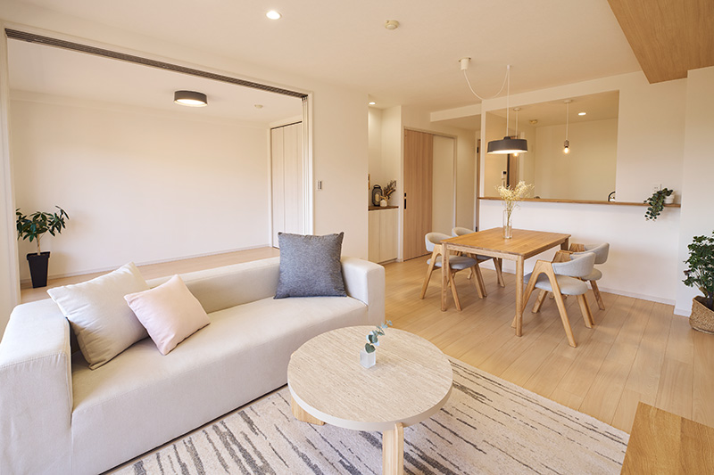 18畳になるリビングダイニング