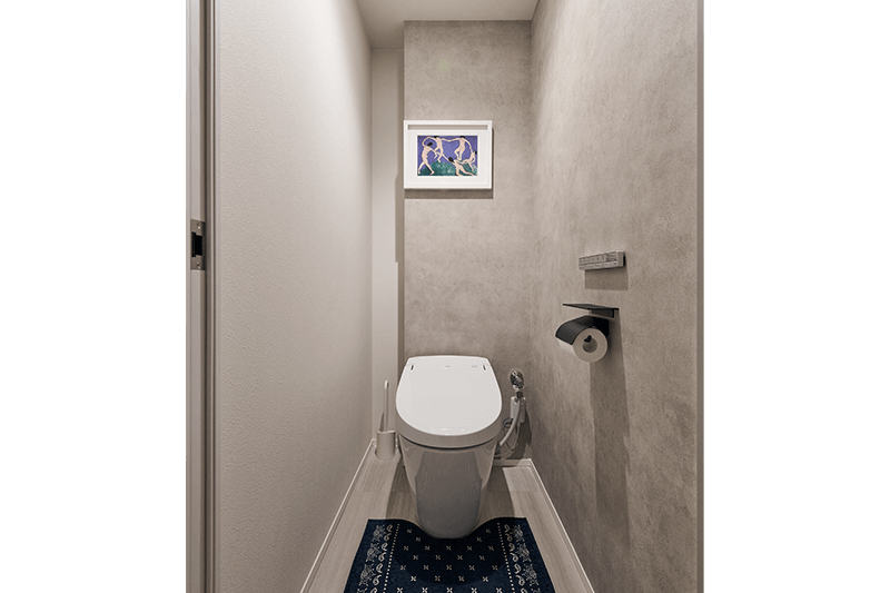 壁を設けてスッキリとしたトイレ