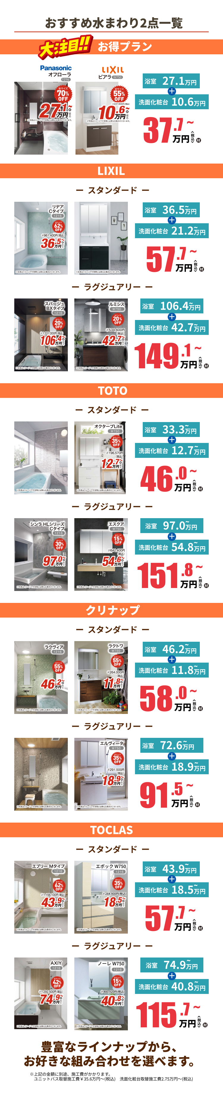 おすすめ水まわり2点一覧