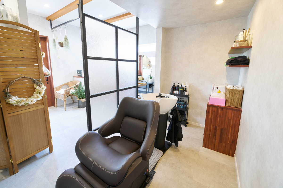 リラックスできるシャンプースペース