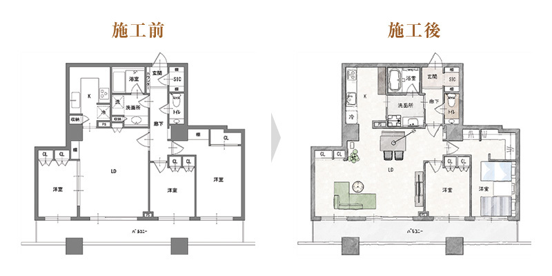 間取り図で見るリノベーション前後