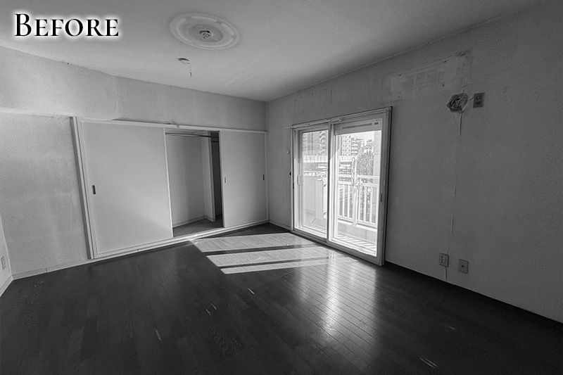 【BEFORE】白い引き戸クローゼットのある部屋