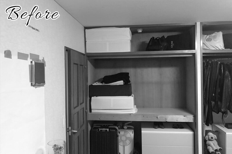 【BEFORE】ドア横に置かれていた旧式の大型棚
