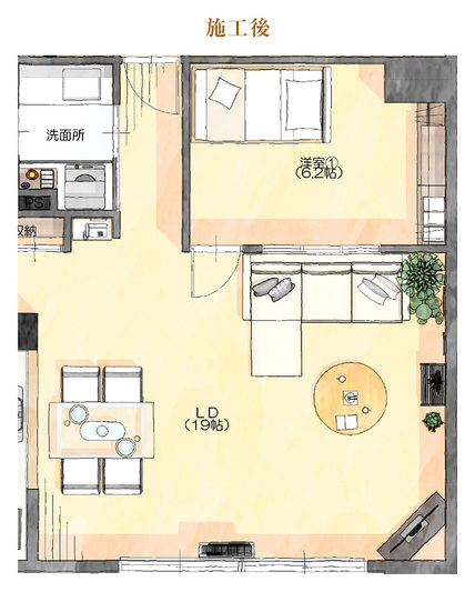 施工後平面図（洋室新設）