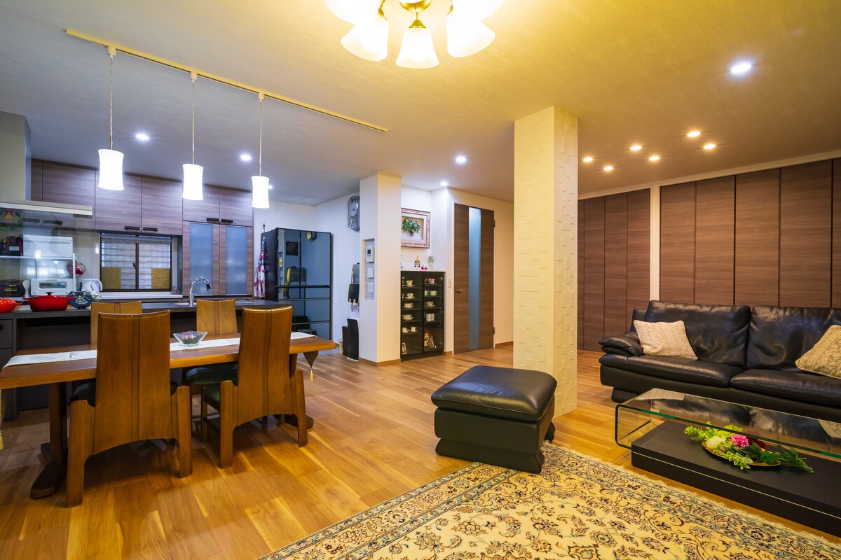 壁をなくした広がりあるLDK