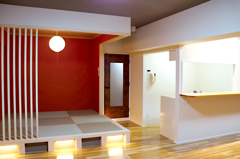 名古屋市守山区の施工事例　モダンな和室とカウンターキッチンで、個性的な一室が完成